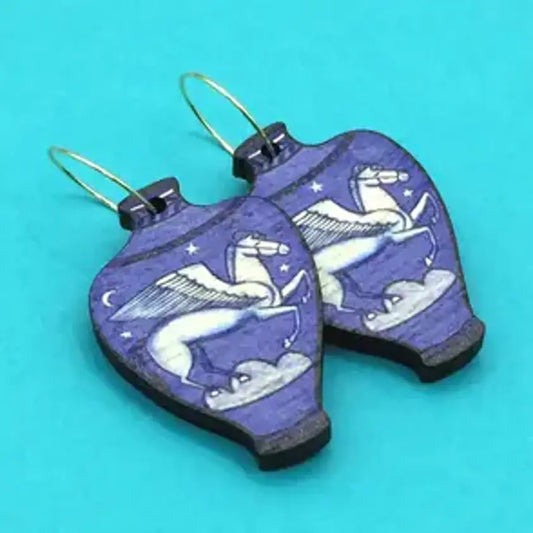 Wooden Greek Vase Earrings