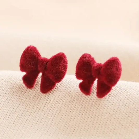 Sterling Silver Velvet Bow Studs