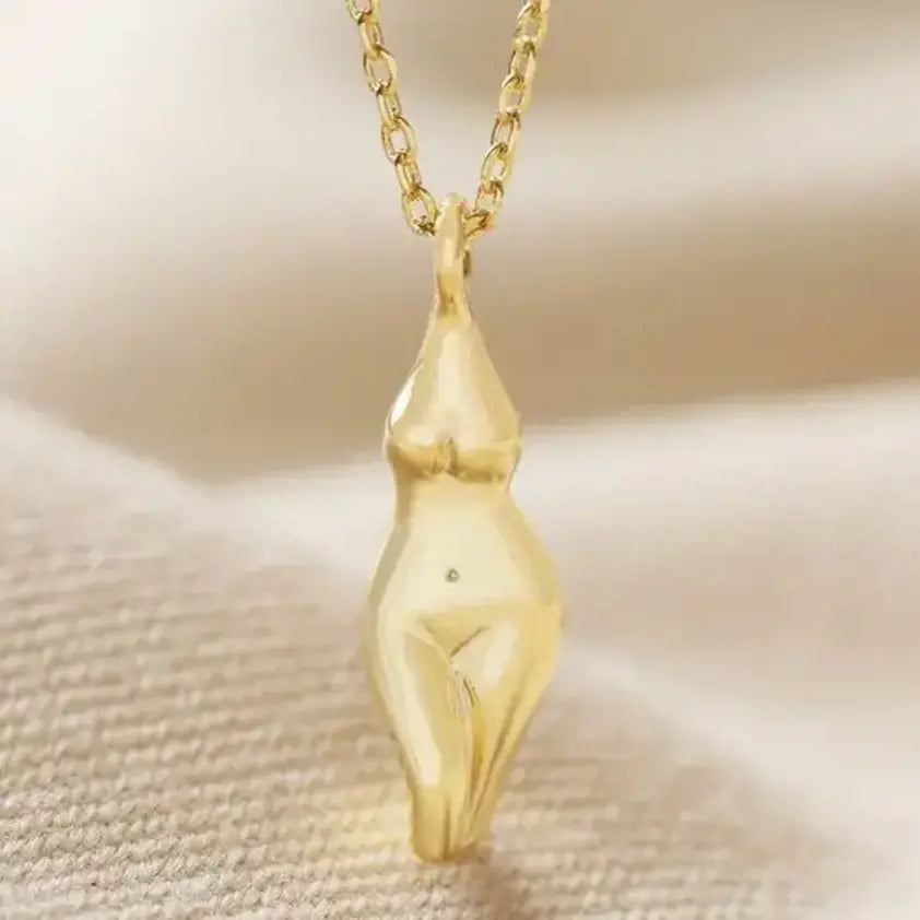 14K Gold Plated Feminine Figure Necklace