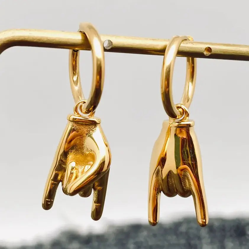Gold Plated Rock On Huggies Earrings