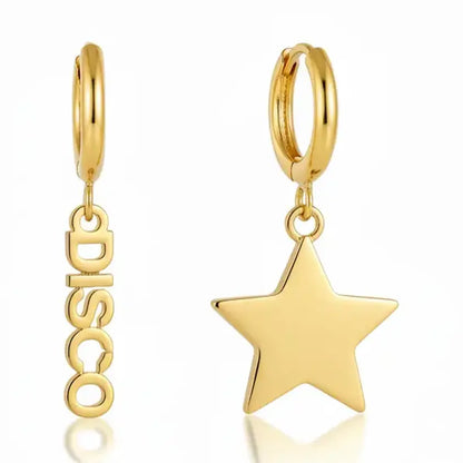 Disco Star Gold Plated Huggies Earrings